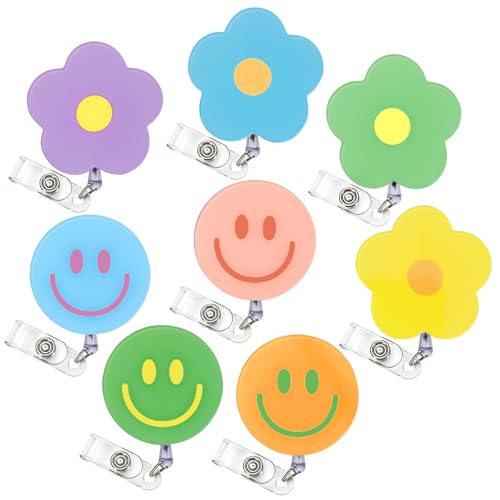 Porte-badge rond à motif floral pour infirmières et enseignants en milieu hospitalier