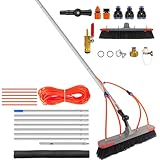 Teleskop WaschbüRste, Stangen Mit Wasserzufuhr Aus Aluminium, 35cm BüRste Mit Einstellbarem Winkel, Leicht für Hof, Wand, Wintergarten, Dach, AutowaschbüRste