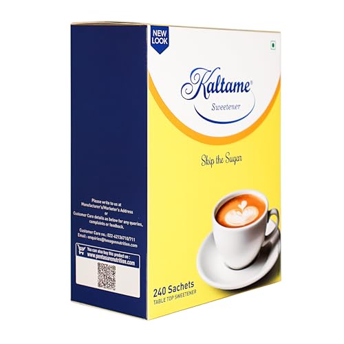 Image of KALTAME - Sweetener Non-Caloric Powder Sugar | Sucralose (Purity 98%) | 240 Sachets| Diabetes Friendly | Sugar Substitute | Sugar Replacer for Cooking & Baking