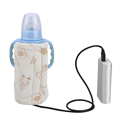 Baby Bottle Warmer - USB Portable Travel Mug Milk Heater Bottle Heater Feeding Bottle Infant Storage Bag (Color : Beige)