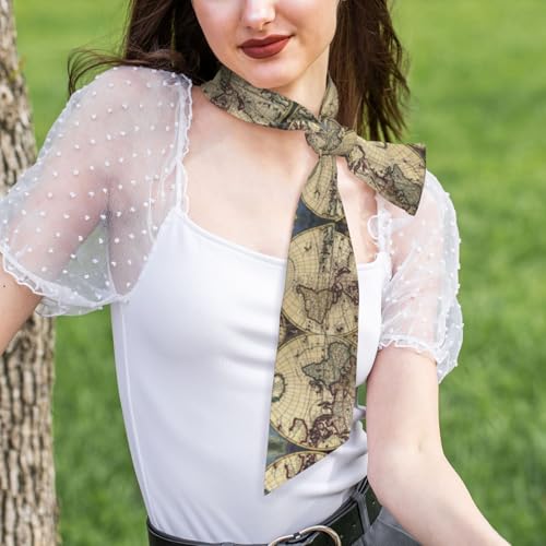 Ancient Map World Globe Print Bandanas Scarf For Women Lightweight And Fashion Neck Head Scarves4