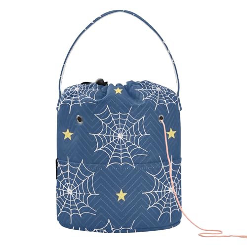 Yarn Storage Bag Small Crochet Bag Knitting Bag Organizer Cobweb Star Yarn Bags for Crocheting Basket