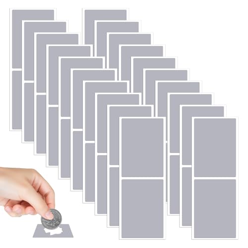 100 Pièces Cartes à Gratter, 5x7cm Autocollant à Gratter Rectangle, Argent Scratch Autocollant, DIY Carte à Gratter, Scratch Sticker pour DIY Carte Postale...