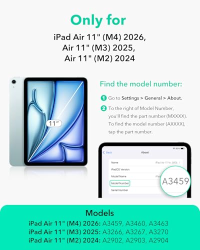 Image of ESR 2 Pack Screen Protector for iPad Air 11 Inch M4 /M3 /M2 2026 /2025 /2024 (8th /7th /6th Generation), 9H Tempered Glass Screen Guard with Ultra Fit Tray, Apple Pencil Support, Scratch Resistant
