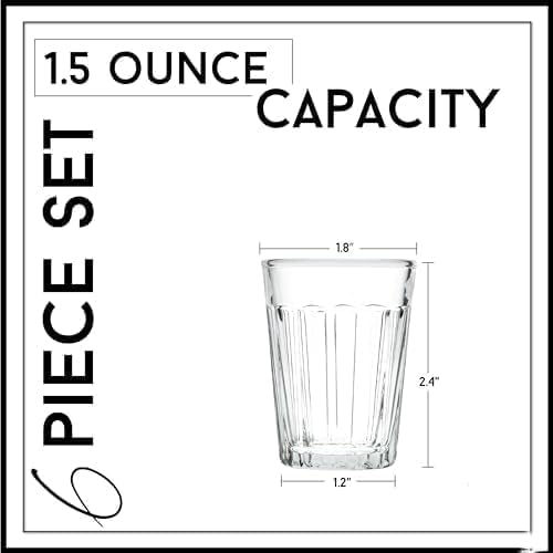 Image of bellemax Classy Shot Glass for Espressos, Spirits & Liquors,Whiskey, Vodka Shot, Tequila Shot, Wine Tasting, Cocktail Pour, Bar Accessory & Home Decor Parties Glasses Set of 6 (BR-04)