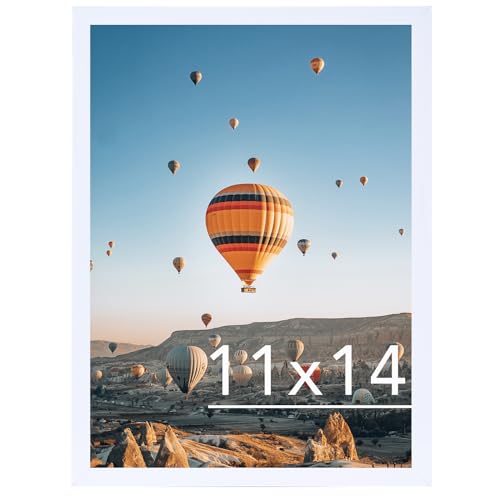Image of JCJMY 11x14 Picture Frame White for Wall Hanging, Wall Mounting Horizontally or Vertically, 11 x 14 Wall Gallery Poster Photo Frame with Shatter Resistant Plexiglass, White