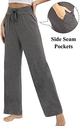 Etosell Women's Yoga Pants Wide Leg Pants Comfy Pajama Pants Drawstring Pj Bottoms Athletic Bottom Workout Lounge Pants Grey #TOP1
