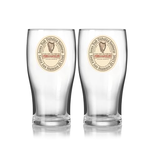Guinness 20oz Tulip Pint Glass Set of 2 – Official Vintage Label Design | Authentic Irish Pub Barware | Collectible Beer Glassware Gift