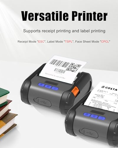 Image of ZYWELL ZM04 1.0 Label Maker, Bluetooth Thermal Label & Receipt Printer Two-in-One 58mm /80mm,Portable for Android /Windows, NO iOS /MAC