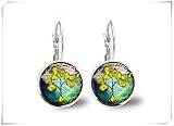  Gelbgold, Zitronenbaum-Ohrringe, Baum des Lebens, Schmuck
