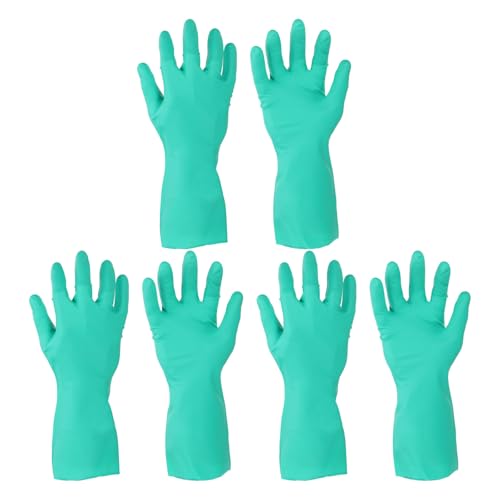 sourcing map Nitrile Chemical Resistant Gloves, Industrial Gloves Anti-Slip Protective Safety Work Glove for Cleaning Dish Washing Resist Acid Alkali, Large,Green, Pair of 3