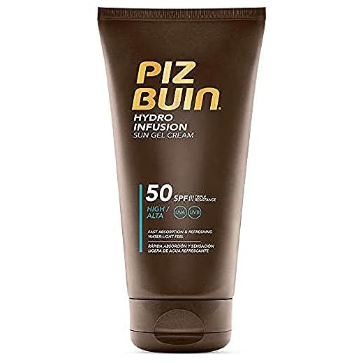 Piz Buin, Protector Solar Hydro Infusion Crema Solar en Gel SPF 50 Protección Muy Alta, 150 ml