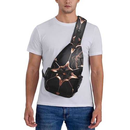 Bolso cruzado Black Rose Gold Marble2 unisex miniatura 7