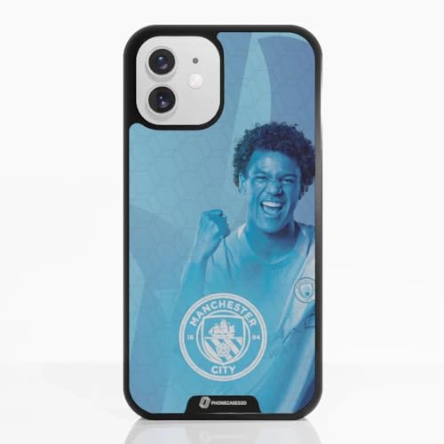 Coque Man City iPhone 12 en TPU noir fine et ultra résistante aux chocs