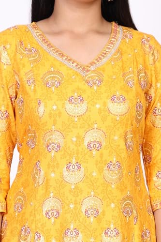 Image of Aurelia Women's Floral Printed A-Line Rayon Kurta