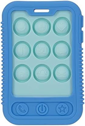 Nuby Baby Teething Toy, 3+ Months, Giggle Bytes Sensory Popper Cellphone, Blue