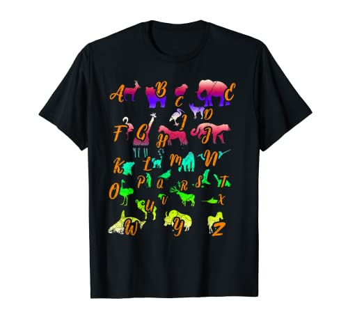 Identificación Animal ABC Aprendizaje Kindergarten School Camiseta