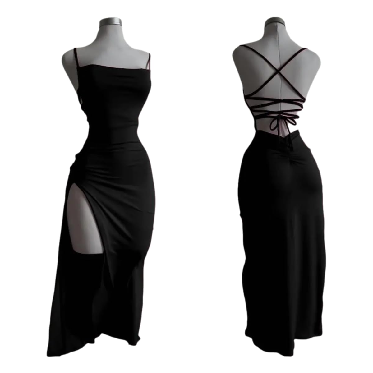 TYYBDFC Dress Comfortable And Stylish Dress, Sexy Backless Halter For Summer, Hip-hugging Dress-black-l