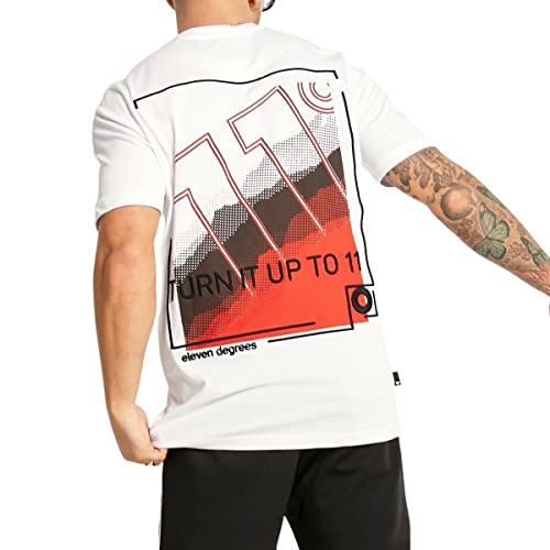 Eleven Degrees Camiseta Back Graphic White Red Blanco Rojo Hombre (as4, Alpha, m, Regular, Regular, M)