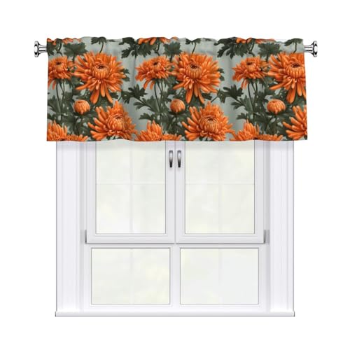 VPPUR Orange krysantemumtryck elegant heminredning gardinkappa 137 x 45 cm fönsterbehandling för kök badrum