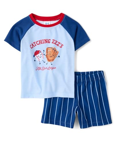 The Childrens Place Baby Boys and Newborn Snug Fit 100% Cotton Sleeve Top and Shorts 2 Piece Pajama Set Catching ZZZs 4 Years