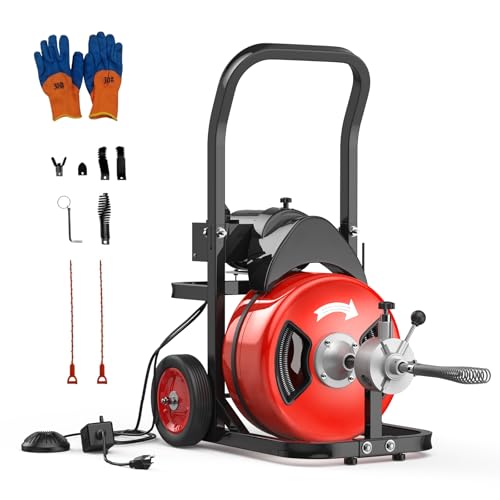100FT 3/4 Inch Auto Feed Drain Cleaning Machine, Portable