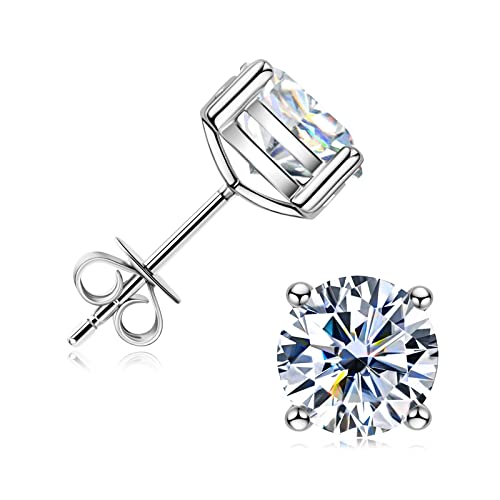 Diamant moissanite de couleur DE et clarté VVS1 sur clou en argent pur