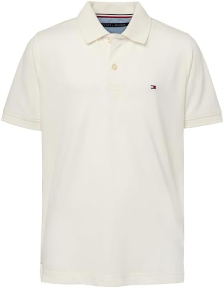 Boys Short Sleeve Stretch Ivy Polo Collared Shirt, Signature Embroidered Logo