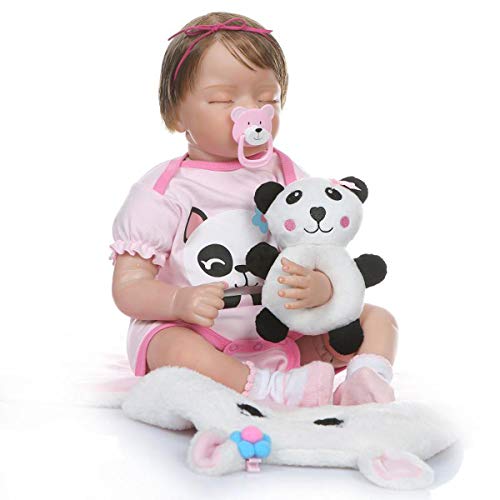 TERABITHIA 22 Zoll 55 cm Sweet Sleeping Panda Reborn Babypuppen sehen echt aus, EIN Moment in Meinen Armen, für Immer in Meinem Herzen