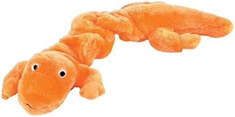 Zanies Gecko Lizard Bungee Dog Toys Durable Plush Stretch Colorful Squeaky Toy for DogsOrange