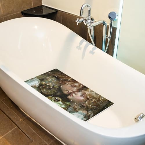 Tapis de bain antidérapant et séchage rapide extra long Frog Prince pour douche et baignoire