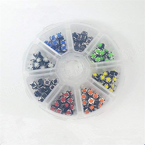 Miniatura 2 de TWTADE 70 unids 4 pin táctil táctil interruptor de botón momentáneo 0.472x0.472x0.287 in con tapa de interruptor multicolor+160PCS táctil momentáneo