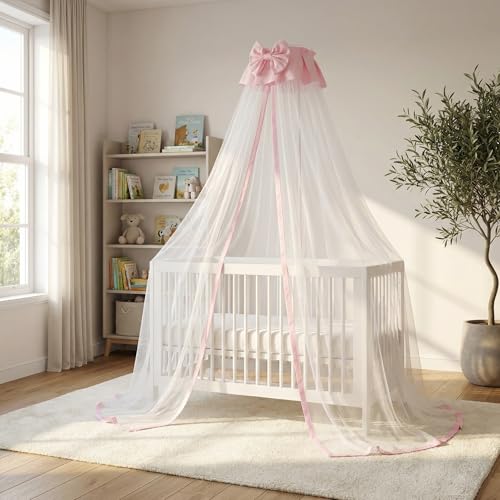 Mosquitera transpirable de protección completa con lazo decorativo para cuna 7