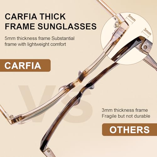 Image of CARFIA Thick Polarized Sunglasses for Men UV400 Protection, Retro Square Hand-crafted Acetate Driving Shades CA5356