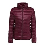 GELing Chaqueta Portátil De Plumón Ligero para Mujer Chaqueta Acolchada De Plumas Abrigo Parka Vino Rojo 5XL