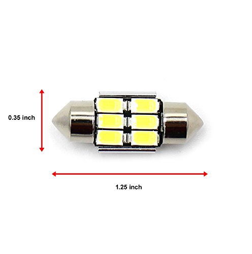 10 pcs LED Village Black Beast Extremely Bright 6 LED 5730 Chipset Canbus Error Free LED Bulbs for Interior Car Lights License Plate Dome Map Door Courtesy 1.25 Inch 31MM White Xenon Festoon