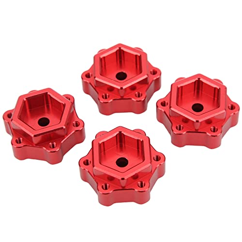 Alomejor Stabiler Aluminium -RC -Rad Hex Adapter Konverter f&uuml;r LOSI LMT Solid Achse 1/8 LKW, Einfache Installation, Leichtes Design, 4PCS Kit f&uuml;r Fernbedienungsauto L&uuml;fter (Rot)