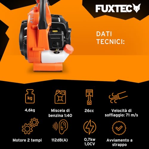 Soffiatore a scoppio FUXTEC FX-LB126 2in1-255 km/h- opzionale funzione ad aspiratore e trituratore di foglie - perfetto per giardino, vialetto - 3