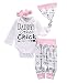 Emmababy Newborn Girls Clothes Baby Romper Outfit Pants Set Long Sleeve Winter Clothing (0-6Months, White 1)