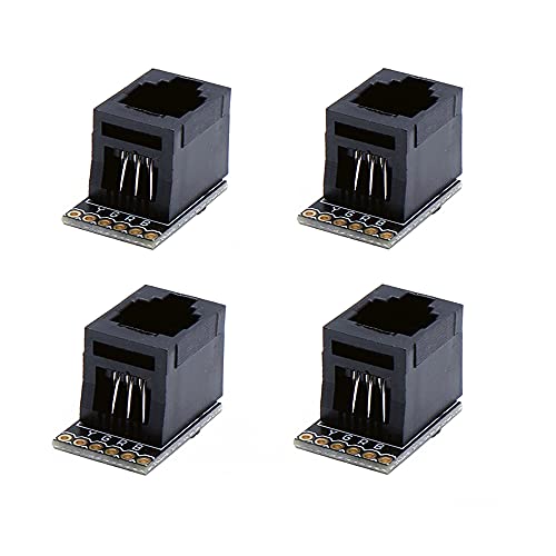 Treedix 4PCS placa breakout RJ11 6 pines negra miniatura 1