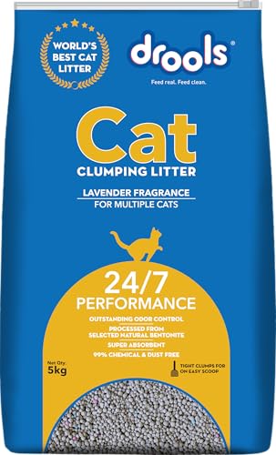 Image of Drools Cat Litter (For multiple cat breeds ) 5kg Pack | Lavender Flavour | Pet and People friendly | Long Lasting Lavender fragrance | Super absorbent of liquids