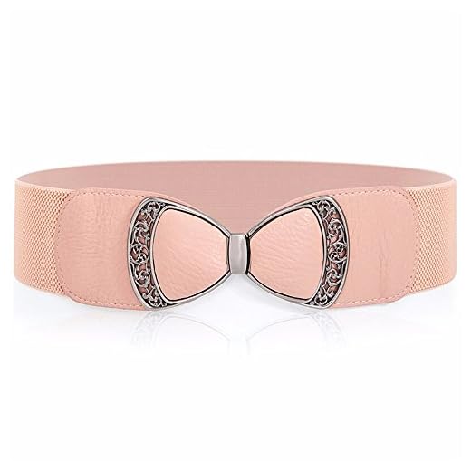 SAIBANGZI Sra. Mujeres Todas Las Temporadas Mariposa Hebilla De Nudo Moda Vestido De La Cintura Elástica Cinturón Ancho Novia Presente Rosa 60-80Cm
