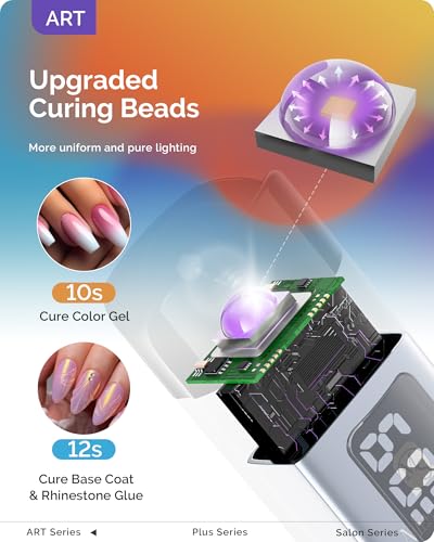 Set de 4 pinceles para uñas acrílicas con luz UV portátil miniatura 5