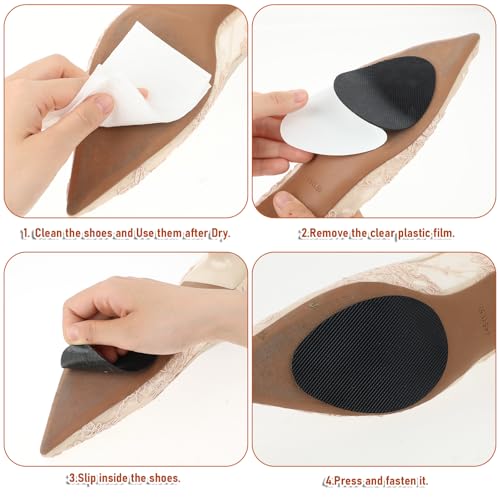 Image of 12pcs Non Slip Shoe Pads Black Anti Slip Shoe Grips Rubber Soles for Bottom of Shoes Protector for High Heels and Leather Shoes for Women and Men