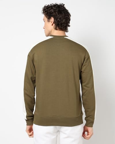 Image of Gap Men Stylised Full Sleeves Crew Neck Cotton Blend Sweatshirt