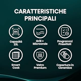 Hisense Forno Microonde Elettronico, Capacità 23 L, Potenza 800 W, Grill Potenza 1000 W, Display Led con Comandi Touch, Nero