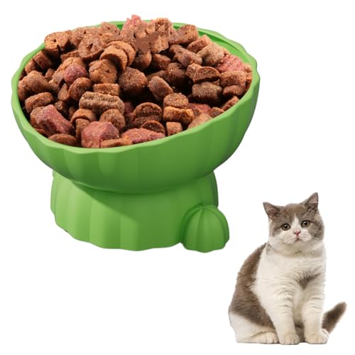 Neigbare Katzenstange, geneigte Katzenstange, erhöhte Katze, Einweichen, Futter, geneigte Schüssel, verhindert das Umkippen von kleinen, mittleren und großen Haustieren, nass, Trockenfutter
