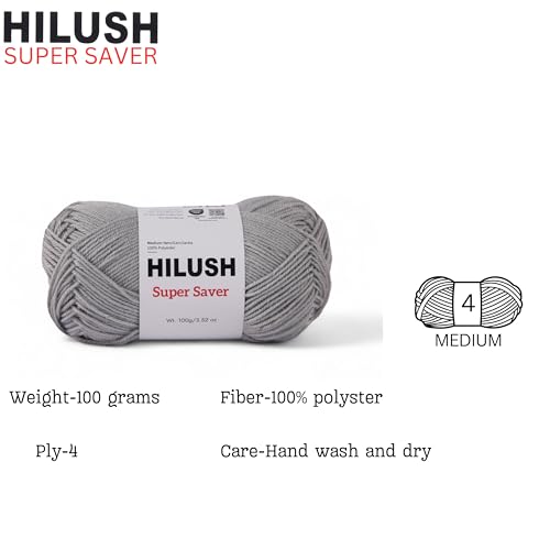Image of SUPERSAVER, Poly Yarn Supersoft Hand Knitting Wool Ball, (1 Ball /100 Gram Each) Ball Suitable for Craft, Crochet, Amigurumi, Embroidery, Toys, Garments, Flowers and Hobby Projects , 2 Fine , Shade no (grey)