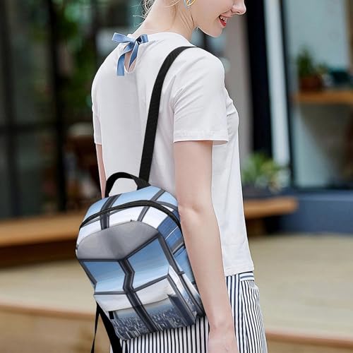 Mochila para mujer Skyscraper Buildings impermeable que evita golpes en laptop con base solida 7