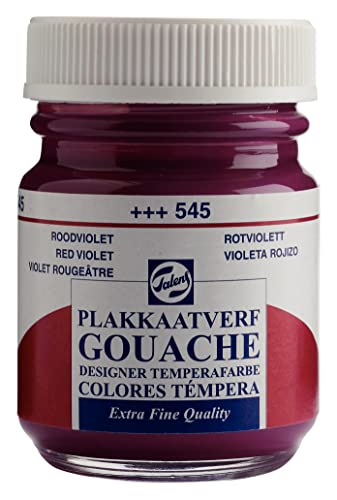 Talens Gouache extra fine - Violet rouge 545 - Flacon de 50 ml - Peinture mate hautement pigmentée
